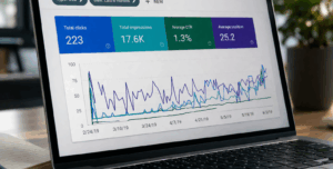 Laptop mit Google Ads Anwendung
