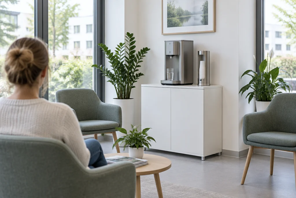 Wasserspender in der Arztpraxis, hygienisch für Wartezimmer und Team
