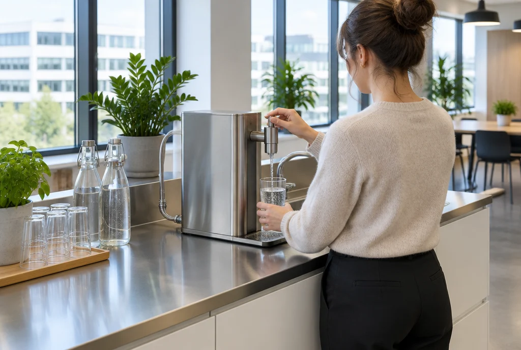 Wasserspender im Büro, frisches Trinkwasser ohne Kistenschleppen