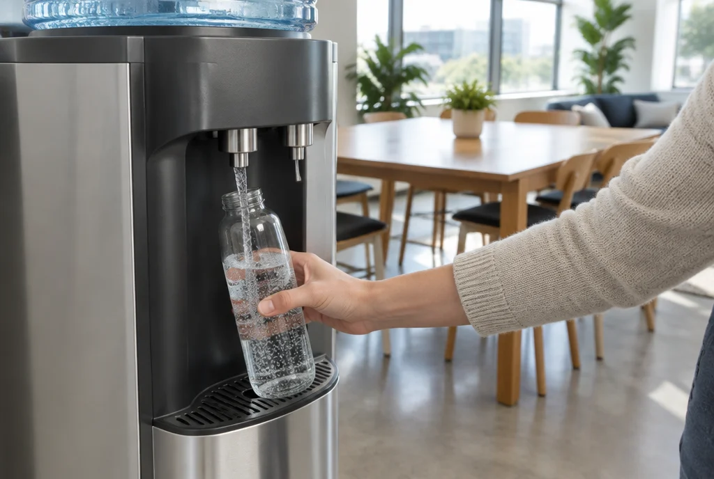 Wasserspender im Büro, frisches Trinkwasser ohne Kistenschleppen im Alltag