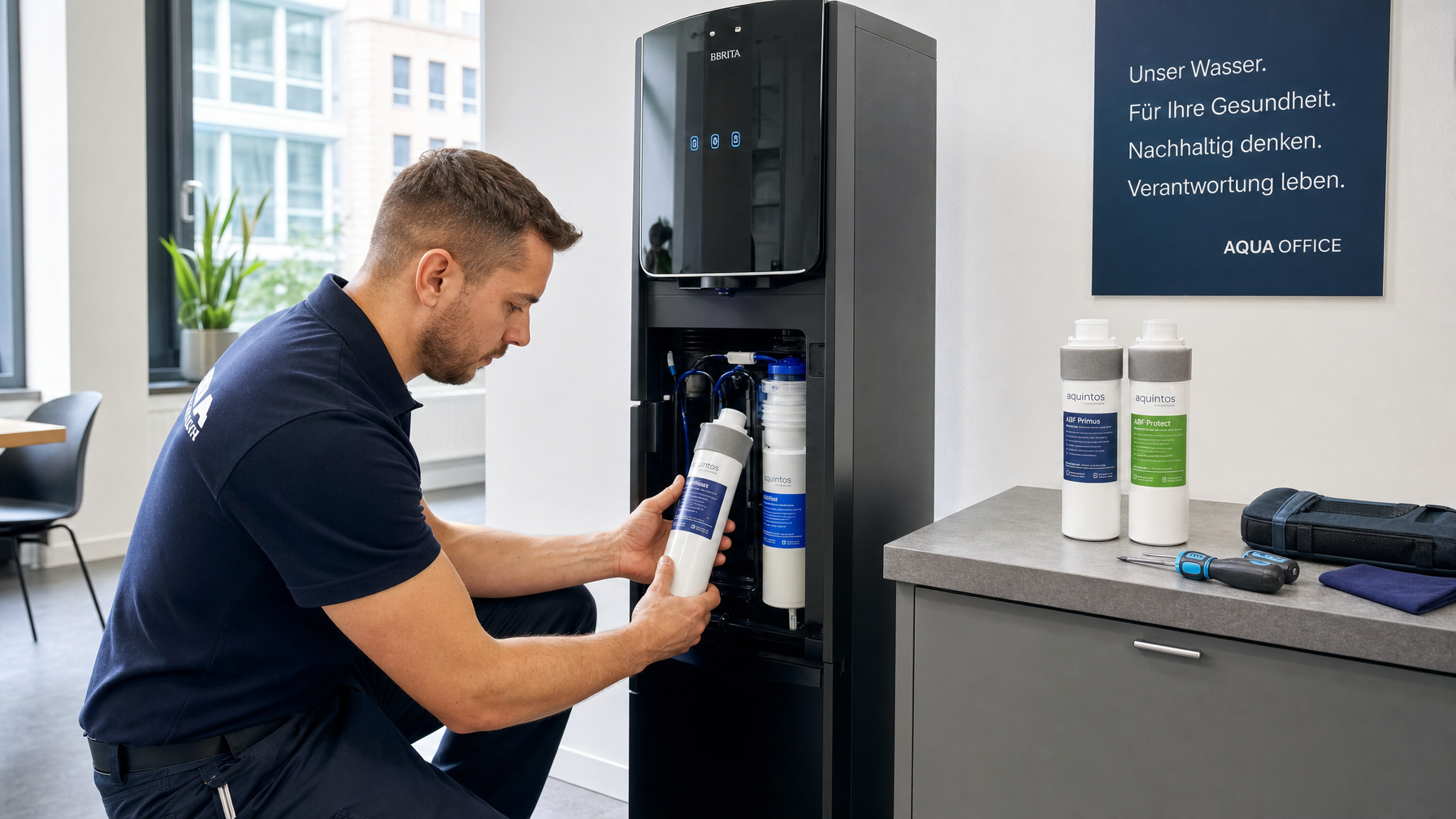 Verschiedene Filterarten für Wasserspender im professionellen Büroumfeld im Vergleich
