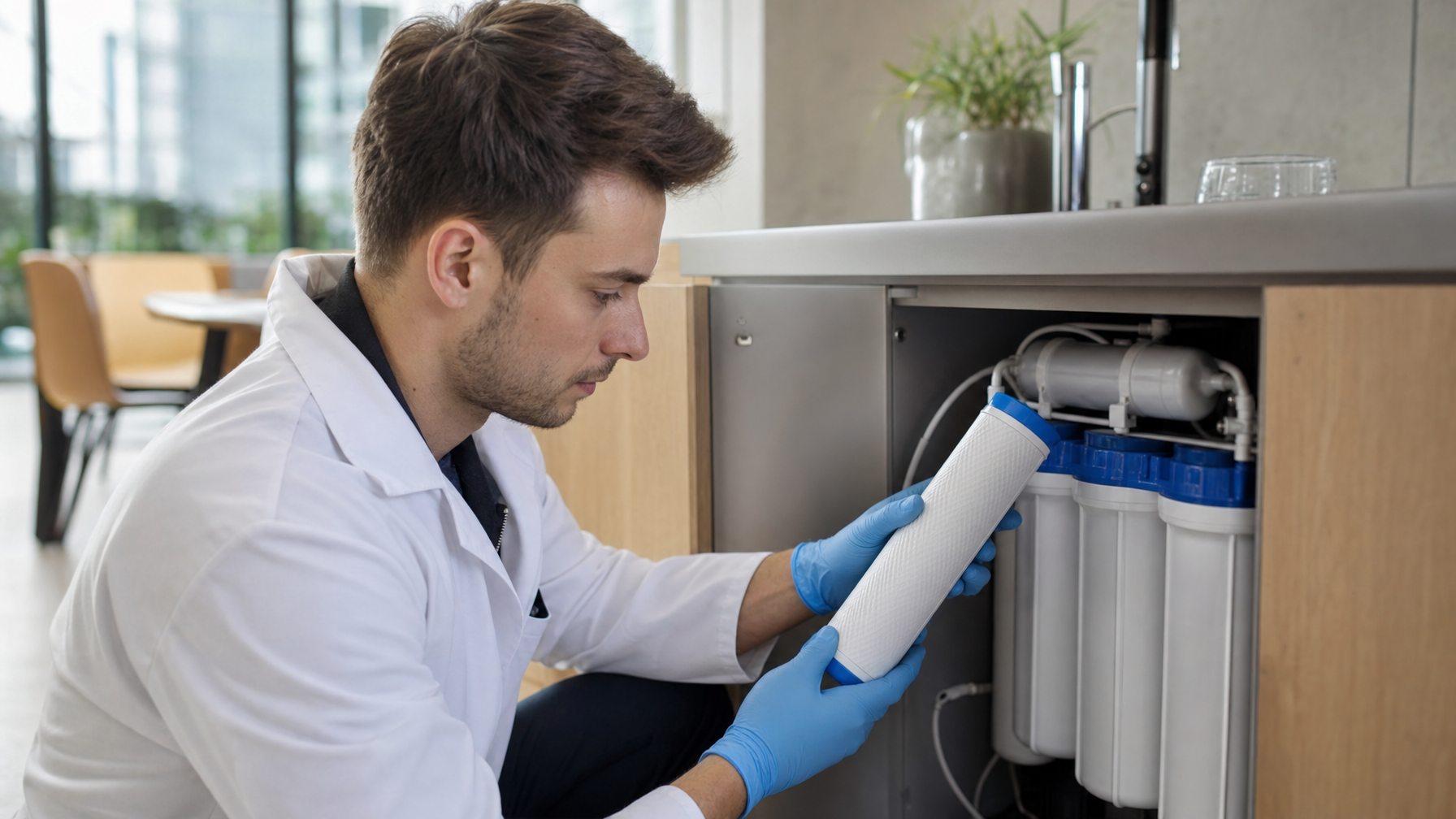 Wasserspender in gewerblicher Küche mit HACCP-Hygienekonzept und Dokumentationsmappe