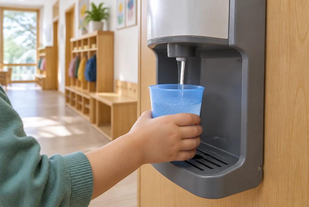 Wasserspender in der Kita, sicher und in Kinderhöhe im Alltag