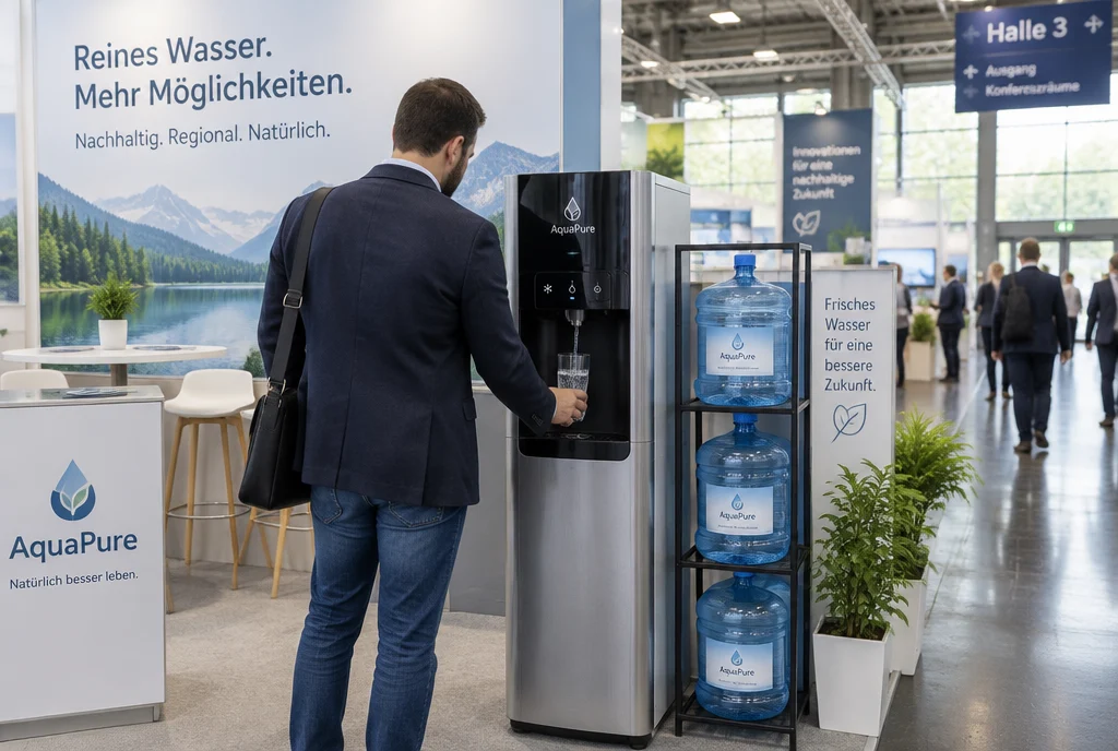 Mobile Wasserspender mieten für Baustelle, Messe und Event im Einsatz