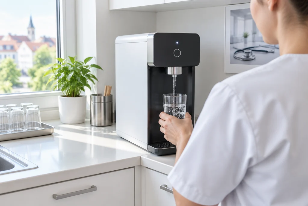 Wasserspender als Auftischgerät für Büro und Praxis im Einsatz