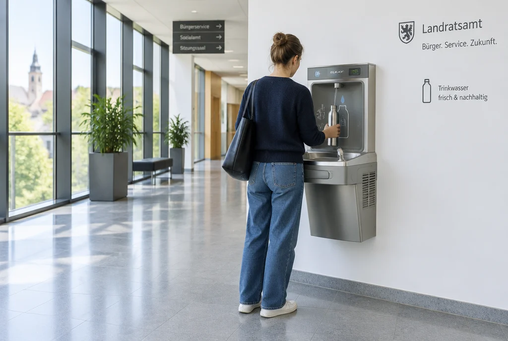 Trinkbrunnen und Wasserspender für Schulen, Betriebe und öffentliche Räume im Einsatz