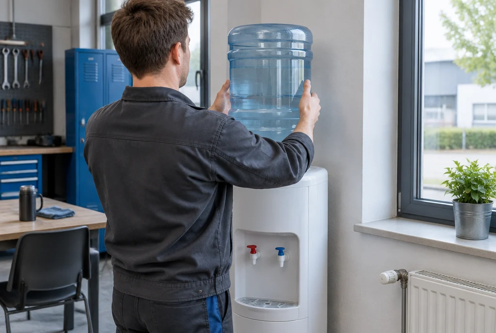 Wasserspender mit Gallone für Büro und Betrieb im Einsatz