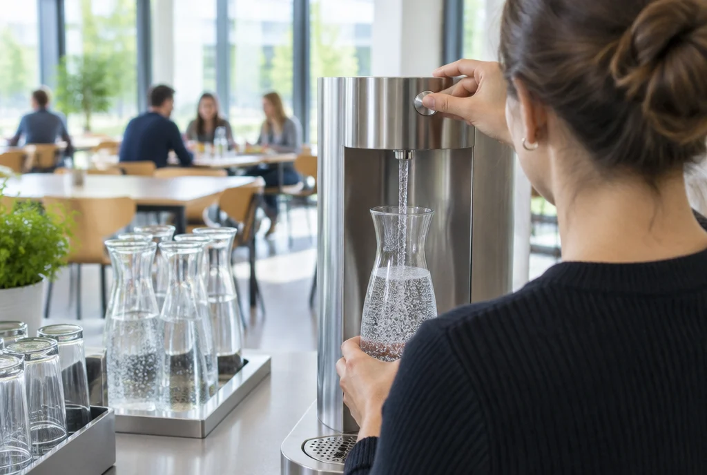 Wasserspender mit Kohlensäure für Unternehmen im Einsatz