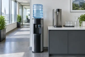 Wasserspender im Büro ohne Wasseranschluss, wann die Gallone passt und wann der Leitungsanschluss